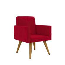Poltrona Cadeira Premium Vermelho Linha A Em Suede Para Recepção Pés Retrô Confortável Estofada D28 120 kg Db