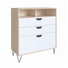 Cômoda Drawer 3 Gavetas Branco e Nature