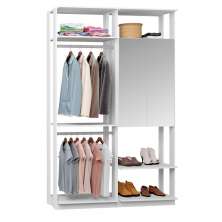 Guarda-Roupa Solteiro Modulado Clothes com Espelho 2 Portas Branco