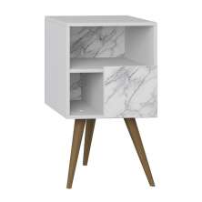 Mesa de Cabeceira Rá Branco Carrara