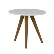 Mesa Lateral Redonda Retrô Branca 42 cm