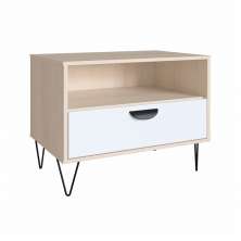 Mesa de Cabeceira Drawer 1 Gaveta Nature e Branca 67 cm