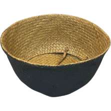 Cesta com Alça Decorativo em Palha 32cm Preto