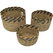 Kit 3 Cestos em Palha Organizadores Decorativos Multitamanhos Palha