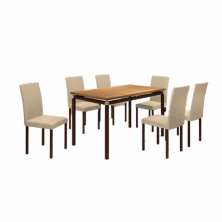 Conjunto Sala de Jantar Flórida com 6 Cadeiras Linho Bege e Metal Preto BM Tubulares