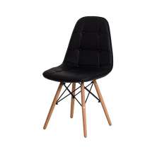 Cadeira Charles Eames Botonê Preta Base Madeira