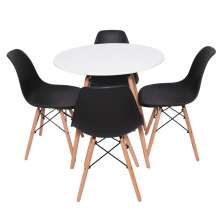 Conjunto Mesa Redonda Eiffel 70cm Branca com 4 Cadeiras Eifffel Preta