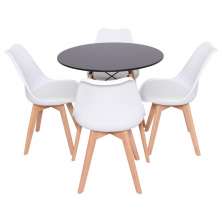 Conjunto Mesa Redonda Eiffel 70cm Preta com 4 Cadeiras Saarinen Branca
