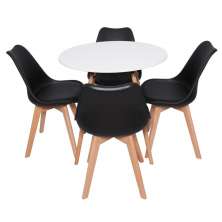 Conjunto Mesa Redonda Eiffel Branca 70cm com 4 Cadeiras Saarinen Preta