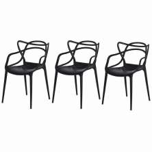 Kit 3 Cadeiras para Sala de Jantar Allegra Empilháveis Pretas