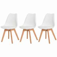Kit 3 Cadeiras para Sala de Jantar com Base de Madeira Saarinen Branca