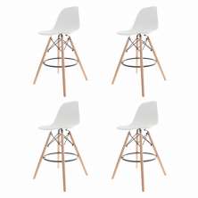 Kit 4 Banquetas Altas Para Bar Cozinha Charles Eames Eiffel - Branco