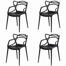 Kit 4 Cadeiras para Sala de Jantar Allegra Empilháveis Pretas