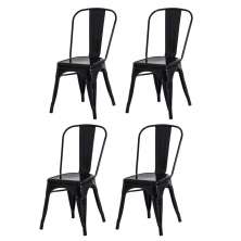 Kit 4 Cadeiras para Sala de Jantar Tolix Iron Industrial Preta