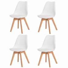 Kit 4 Cadeiras para Sala de Jantar com Base de Madeira Saarinen Branca