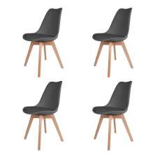 Kit 4 Cadeiras para Sala de Jantar com Base de Madeira Saarinen Cinza