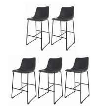 Kit 5 Banquetas Altas Munich Vintage Preta