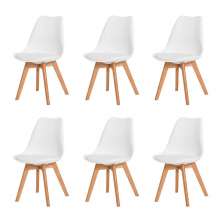 Kit 6 Cadeiras Eames Eiffel Wood Leda Saarinen Design Para Mesa De Jantar Sala Cozinha Escrivaninha