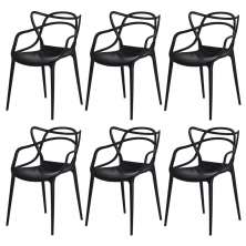 Kit 6 Cadeiras para Sala de Jantar Allegra Empilháveis Pretas