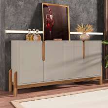 Aparador Buffet 4 Porta Niara Babus - Off White / Cedro