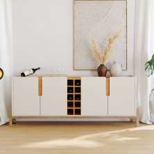 Aparador Buffet 4 Portas e Adega Canes Babus - Off White / Cedro