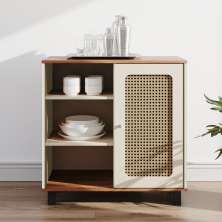 Aparador Buffet Sala Faenza 1 Porta e 6 Prateleiras - Pinho / Off White