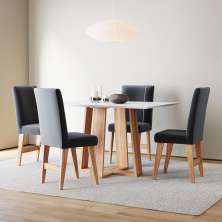 Conjunto Sala de Jantar 4 Lugares Mesa Bahê 136 e Cadeira Ane Babus