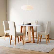 Conjunto Sala de Jantar 4 Lugares Mesa Bahê 136 e Cadeira Ane Babus