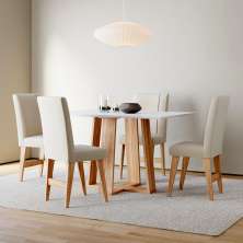 Conjunto Sala de Jantar 4 Lugares Mesa Bahê 90 e Cadeira Ane Babus
