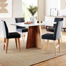 Conjunto Sala de Jantar 4 Lugares Mesa Lune e Cadeira Ane Babus