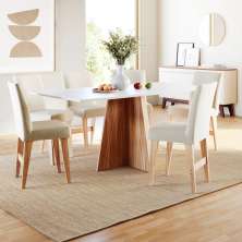 Conjunto Sala de Jantar 6 Lugares Mesa Lune e Cadeira Ane Babus