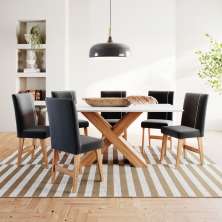 Conjunto Sala de Jantar 6 Lugares Mesa Nea e Cadeira Ane Babus
