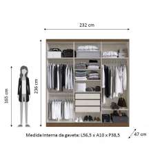 Guarda Roupas de Casal Mendoza 6 Portas 3 Gavetas - Nogueira / Off White
