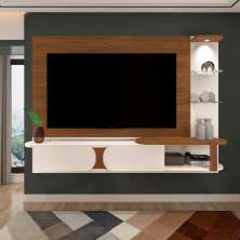 Painel Toronto Para TVs até 72 Pol. Cor Cedro / Off White