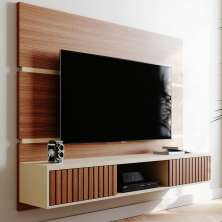 Painel de TV Até 65 Pol. Luna Babus - Cinamomo / Off White