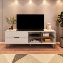 Rack Verona Aparador Bancada para Tv 75 Off White / Pinho