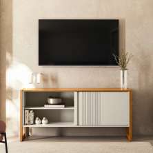 Rack de TV até 65 Polegadas Belluno com 1 Porta - Nature / Off White