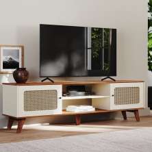 Rack para TV Até 55 Polegadas Erice com 2 Porta e Pés - Pinho / Off White