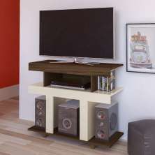 Rack para Tv 42" 2 Nichos e Prateleira Guaíba - Amêndoa / Off White