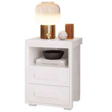 Mesa de Cabeceira Pés Madeira 2 Gavetas Tóquio 100% MDF Branco