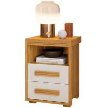 Mesa de Cabeceira Pés Madeira 2 Gavetas Tóquio 100% MDF Cinamomo/Off White