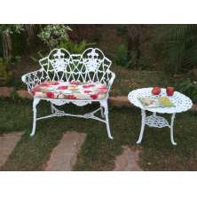 Conjunto Banco e Mesa Floral em Alumínio Fundido - REF2046