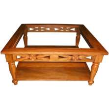 Mesa De Centro Leona Em Madeira De Demolição Para Tampo De Vidro - Cód 892
