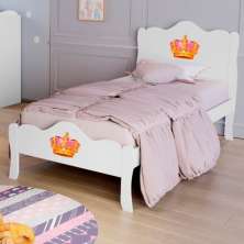 Cama Solteiro Princesa Emily Branco com Colchão
