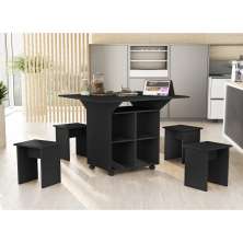 Mesa Retrátil Ana com Banquetas - Preto