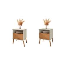 Conjunto de Mesa de Cabeceira Moreira Off White Naturalle