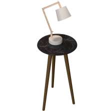 Mesa de Apoio Redonda Sala de Estar MDP Brilhante  Nero