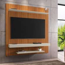 Painel com Prateleira Nantes Ripado Off White