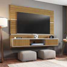 Painel para TV Formoso Cinomomo Off White Efeito Ripado