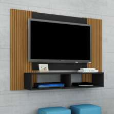 Painel para TV Mirante Preto Efeito Ripado